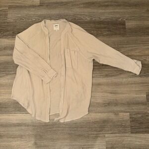 Aerie Gauzy Cover Up Shirt Womens M Cream Button Up Beach‎ Pool